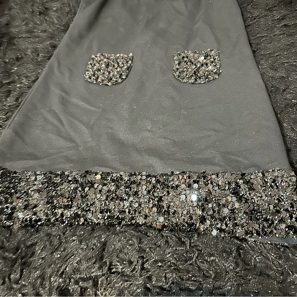 Size XL Lands’ End Kids Black Sequin Dress B3